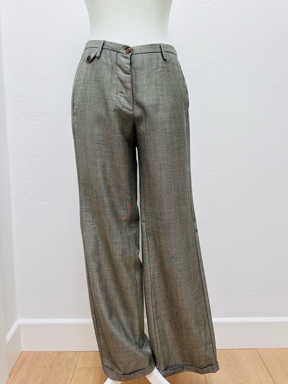 Golden Goose Silver Grey Straight Leg and Black Lined Trouser Interior